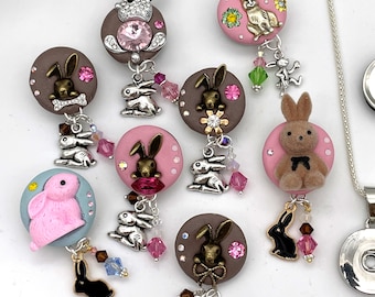 Bunny Rabbit Easter 18/20mm Dangle Jazz Snaps for standard size snap button jewelry