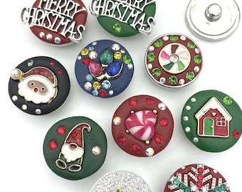 Christmas Gnome, Santa, Lights, Candy, House, Snowglobe, Merry Christmas 18mm 20mm Jazz Snaps for Snap Button Jewelry