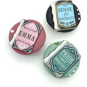 Books, Jane Austen, Emma, Pride and Prejudice, Sense and Sensibility 18mm 20mm Jazz SnapsTM for Snap Button Jewelry