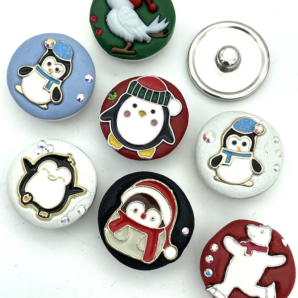 Winter, Penquin, Bird, Polar Bear 18mm 20mm Jazz Snaps, Standard Size for Snap Button Jewelry