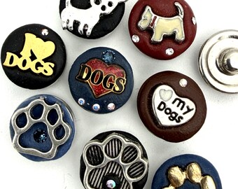 Dog, Puppy, I Love Dogs, Paw Print 12mm Mini Petite Jazz SnapsTM for snap button jewelry