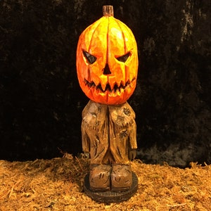 Pumpkin Head Jack High Quality Resin Figurine by J.Posson hand carved molded wood Halloween Figure Statue