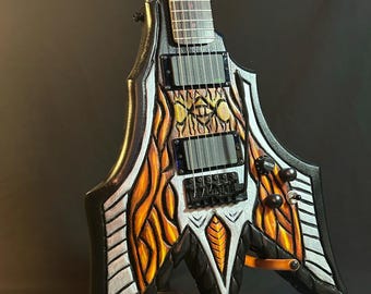 Guitarra eléctrica personalizada de J. Posson, tallada a mano, con estuche rígido Gator, pastillas Kirk Hammet Metallica Emg.