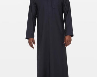 Oxford Navy Kuwaiti Collar Thobe