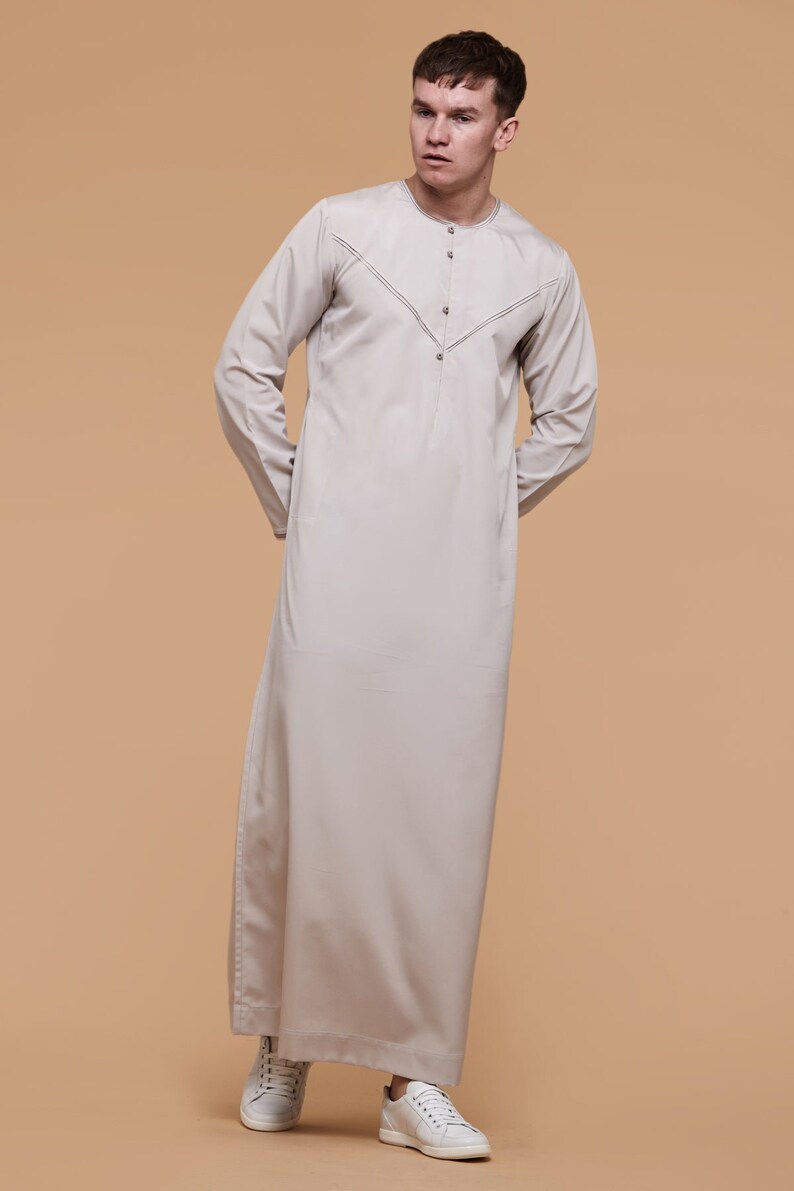Premium Omani Thobe – Pearl Grey main image 0
