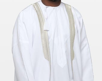 White & Silver Heavy Kuwaiti Bisht