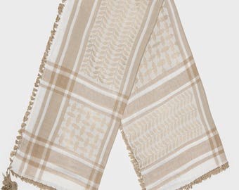 White & Gold Bamboo Keffiyeh Scarf