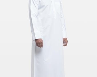 Porcelain White Saudi Shirt Collar Thobe