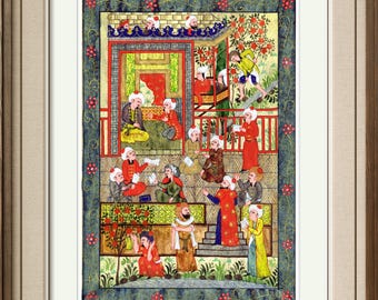 Art, Fine Art, Miniature painting, “ ALISHER NAVOI “ Acrylic painting, Fine brush work Watercolor Ornamental painting ( UNFRAMED )
