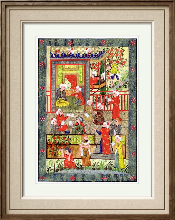 Art, Fine Art, Miniature painting, “ ALISHER NAVOI “ Acrylic painting, Fine brush work Watercolor Ornamental painting ( UNFRAMED )