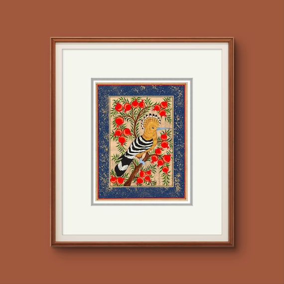 Tree of Paradise - Miniature Painting on Antique Fine Silk Paper | Central Asian Cultural Heritage | Luxury Home Decor (UNFRAMED)