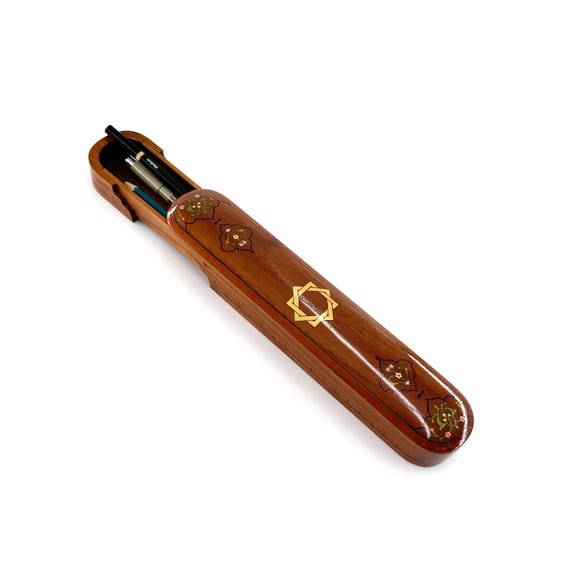 Luxury Walnut Box - Lacquered Case for Jewelry-Cigar-Pencil Storage | Ornamental Fine Patterns Multipurpose Exclusive Gift-Eight Point Star