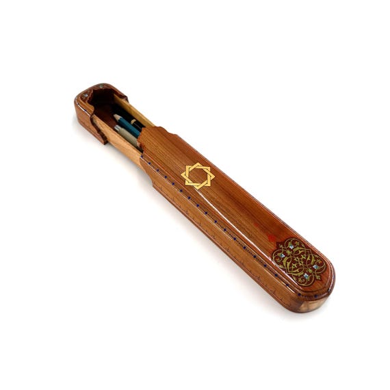 Luxury Walnut Box - Lacquered Case for Jewelry-Cigar-Pencil Storage | Ornamental Fine Patterns Multipurpose Exclusive Gift-Eight Point Star