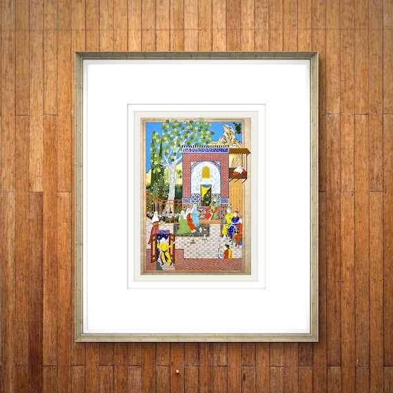 Persian Miniature Painting – Manuscript Faridun’s Sons & King Sarv of Yemen | Exclusive Timeless Scene from “Shahnameh” Book of Kings MATTED