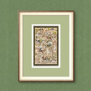 Escena de caza real - Pintura en miniatura de Shahnameh-Libro de los Reyes | Patrimonio cultural de Asia Central: papel de seda fino | Decoración del hogar de lujo
