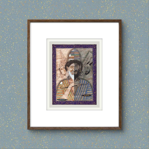 Dervish Portrait - Sufism Inspired Art, Oriental Miniature Style, Wall Decoration, Islamic World