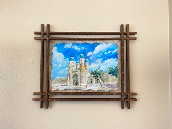 Art Fine Oil Painting Islamic Art Historical monument painting on Leather Wooden Art