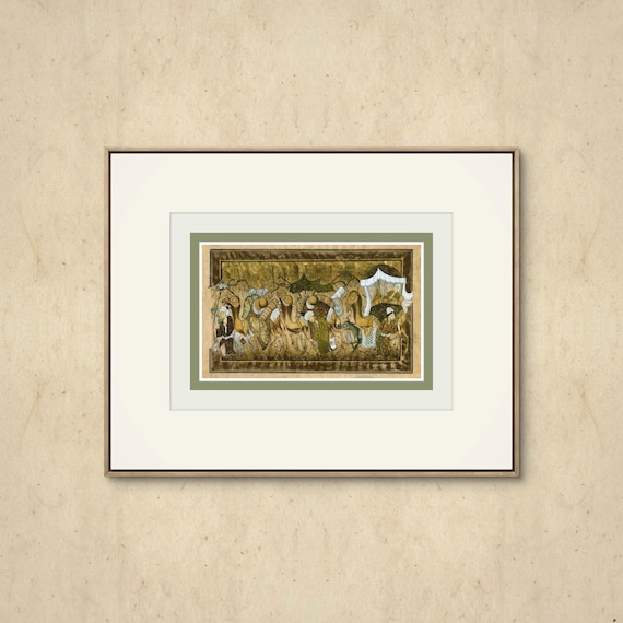 The Great Silk Road Caravan–Inspired Fine Artwork on Antique Silk Paper | Marco Polo & Ibn Battuta’s Legendary Journeys from China to Europe