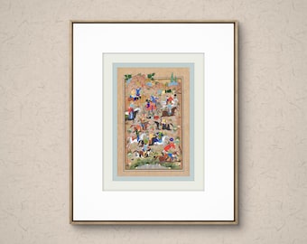Battle Scene from Shahnameh Illustration - Persian Miniature Art | Gold Leaf Artwork on Fine Paper | A Cultural Masterpiece Decor | UNFRAMED