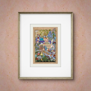 Squisita miniatura persiana | Haftvad e il Verme | Arte safavide Shahnameh | Stile vintage ultra fine e dettagliato su carta di seta, PASSANTE