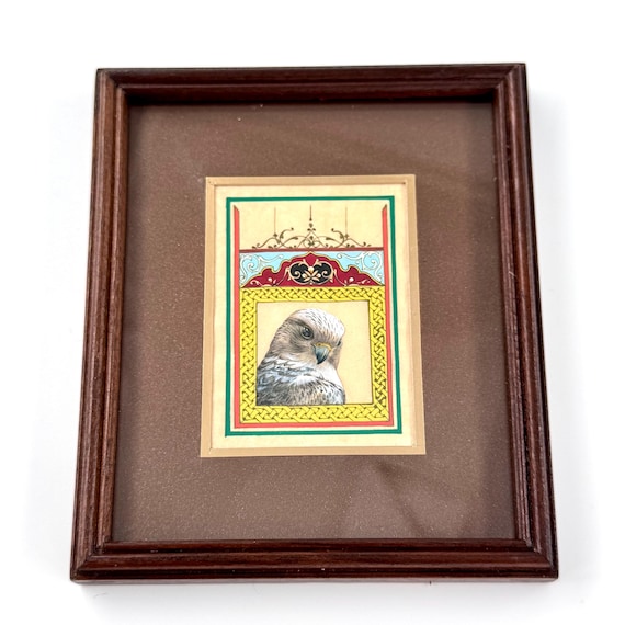 Ultra Fine Detailed Tiny Bird Painting - Exclusively Handcrafted Fine Walnut Frame | Luxury Interior Decoration - Micro Detailed Masterpiece