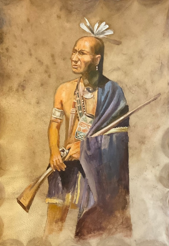 Art Fine Oil Painting Leather Art Wooden Handmade Native American Art Portrait Horse