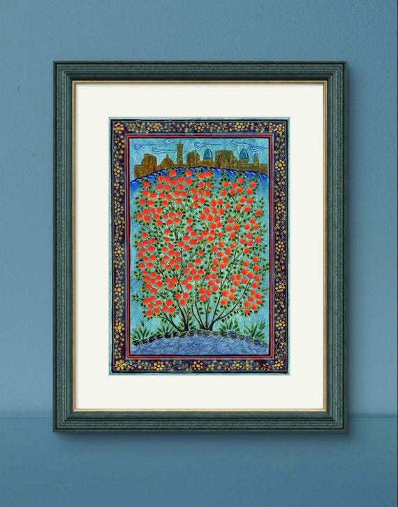 Art, Fine Art, Oriental Miniature, “Tree of Life” Central Asian, Persian Fine Art piece (UNFRAMED)