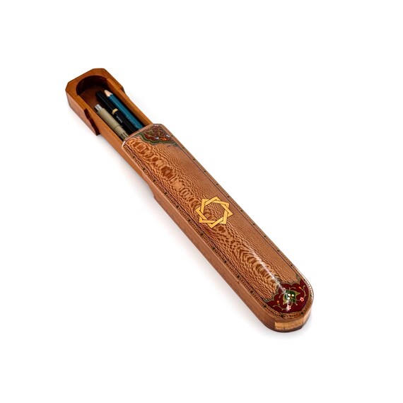 Luxury Walnut Box - Lacquered Case for Jewelry-Cigar-Pencil Storage | Ornamental Fine Patterns Multipurpose Exclusive Gift-Eight Point Star