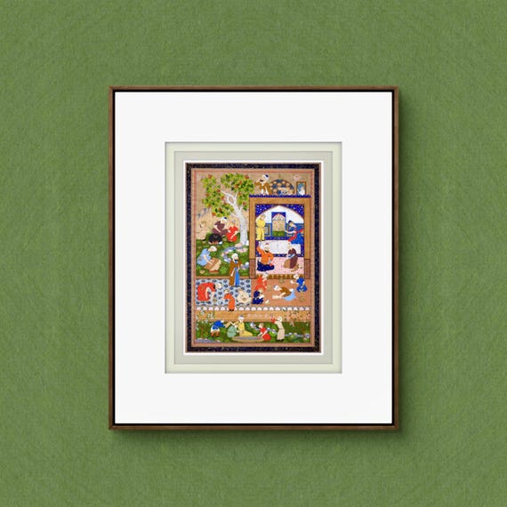 School of Knowledge and Light – Safavid Persian Art Reproduction, Handcrafted Scene of Learning, Discipline, and Art of 16th Century Tabriz