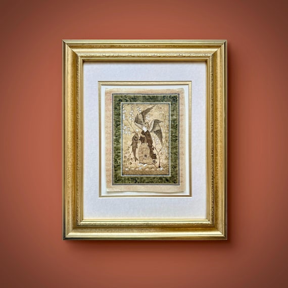 Illustration of Angel Israphil-Historical Oriental Miniature painting | The Angel of Divine healing | Exclusive piece of 2014 FRAMED