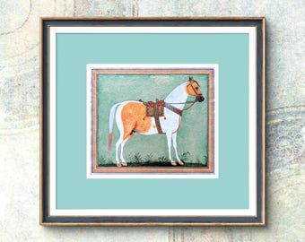 Exquisite Miniature Horse Painting on Silk Paper:Royal Steed, A Timeless Masterpiece of Artistic Excellence | Capturing Elegance and Majesty