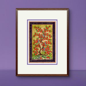 Albero del Paradiso - Pittura in miniatura su carta di seta pregiata antica | Patrimonio culturale dell'Asia centrale | Decorazioni per la casa di lusso (SENZA CORNICE)
