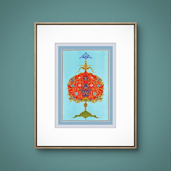 The Flourishing Pomegranate: A Masterpiece of Ornamental Illustration Art - Luxury Interior Decoration | Islamic Cultural Heritage(UNFRAMED)