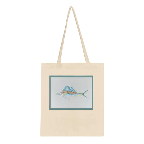 Marine Inspired Sailfish Tote Bag - Eco-Friendly 100% Cotton, Unique Design for Sea Lovers