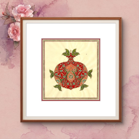 The Flourishing Pomegranate: A Masterpiece of Ornamental Illustration Art - Luxury Interior Decoration | Islamic Cultural Heritage(UNFRAMED)