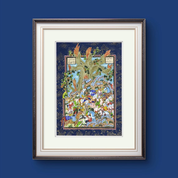 Battle Scene from Shahnameh Illustration - Persian Miniature Art | Gold Leaf Artwork on Fine Paper | A Cultural Masterpiece Decor | UNFRAMED