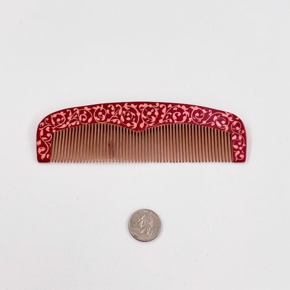 Handcrafted Ornamental Lacquer Hair Comb |  Premium Quality Fine Maple Wooden Comb | Fine Toothed Comb | Unique Designed Painted Patterns