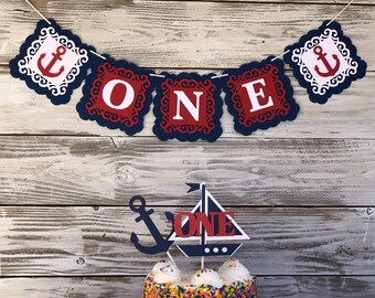 Anchor One Cake Topper, Sailboat Cake Topper, Sailing Cake Topper, Nautical Cake Topper, Anchor Banner and Topper,Anchor One High Chair