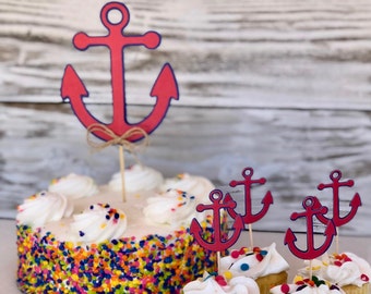 Anchor Cake/Cupcake Topper, Nautical Theme, Wedding Anchor Cake Topper, Birthday Cake Topper, Marine Cake Topper, Anchor Topper