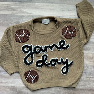 Football Game Day Hand Embroidered Sweater | NFL sports | first birthday gift | Christmas | toddler baby kids team customizable personalized