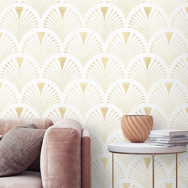 Peel and Stick Wallpaper Gold Etsy