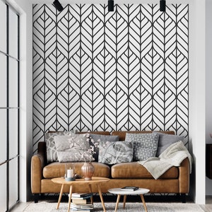 Minimalist Geometric Wallpaper: Black and White Peel and Stick Accent Wall