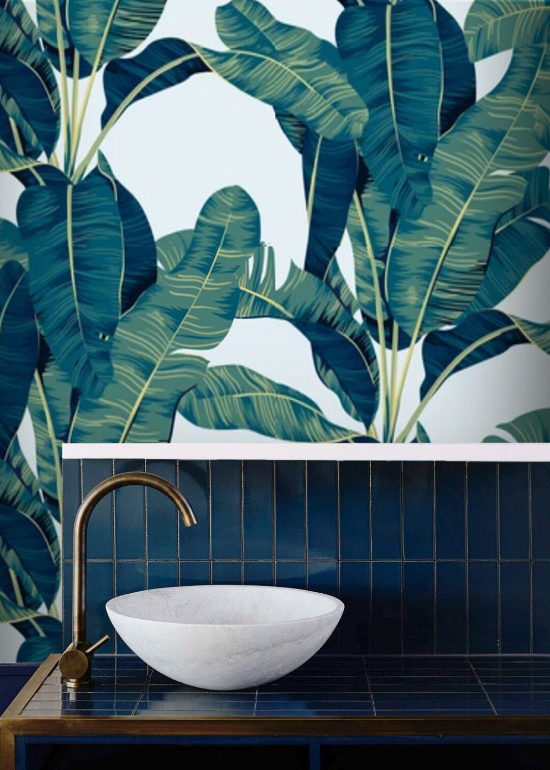 Tropical Wallpaper Banana Leaves Peel and Stick Removable or Etsy