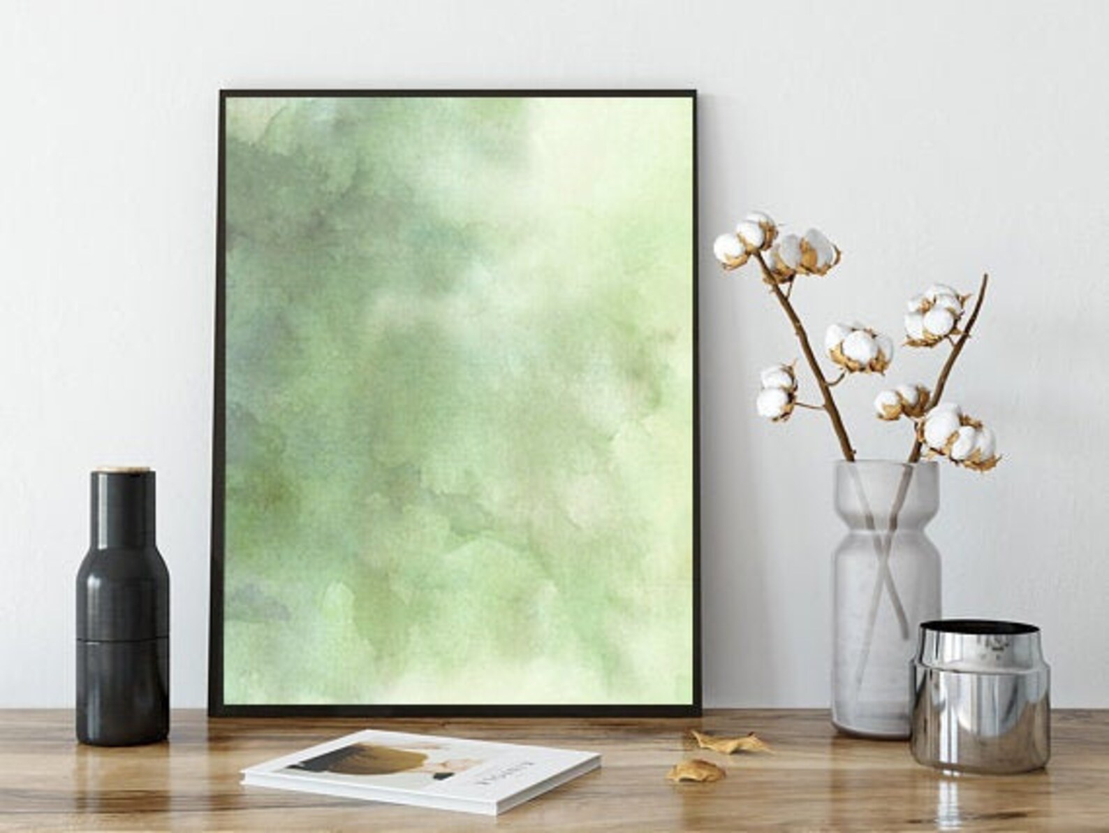 Sage green abstract watercolor print for instant download Etsy
