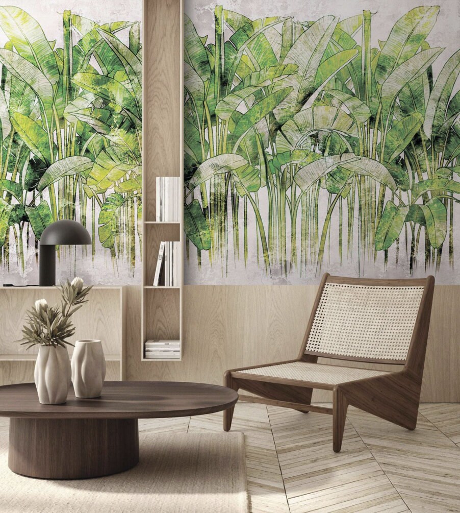 Banana Leaf Tropical Wallpaper Mural: Peel and Stick Removable Wall Art ...