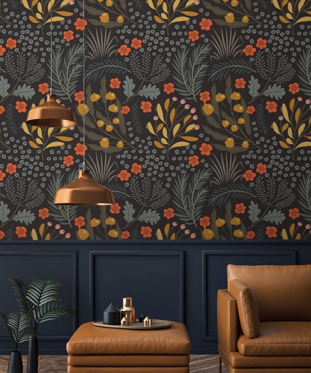 Dark Cottagecore Floral Wallpaper: Maximalist Peel and Stick or ...