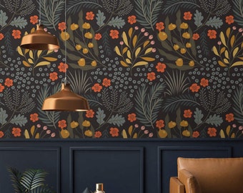 Dark Cottagecore Floral Wallpaper: Maximalist Peel and Stick or Traditional