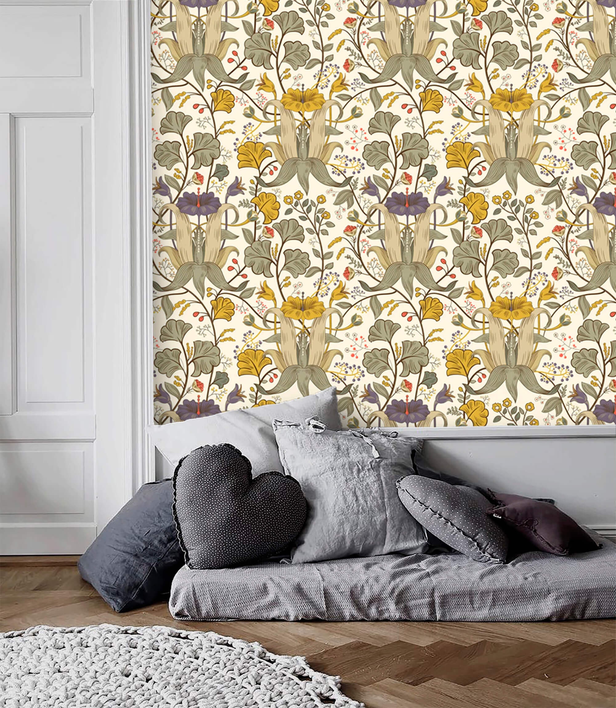Vintage Botanical Wallpaper: Herbs & Flowers, Peel and Stick or ...