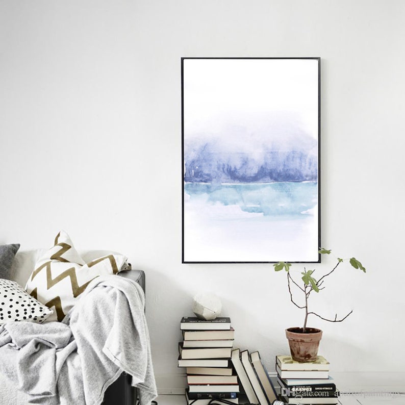 Abstract watercolor landscape wall art print Blue abstract Etsy