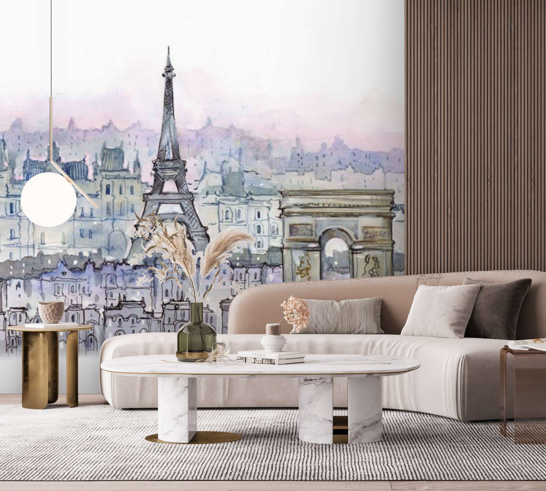 Paris Wallpaper Mural Watercolor Art Peel and Stick Removable Etsy